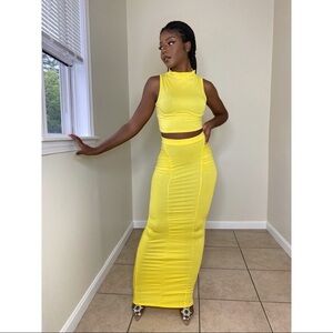 2 Piece Skirt Body Set Yellow
